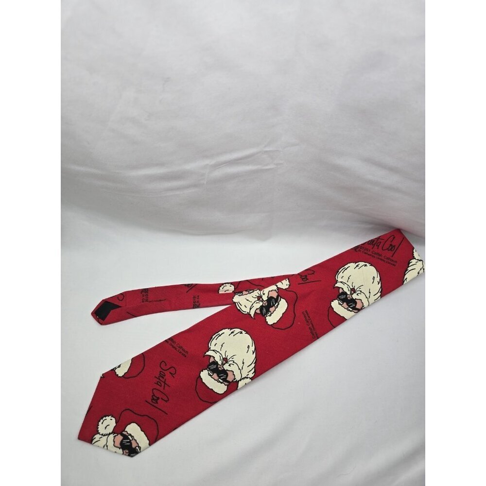 Santa Cool Red Chrsitmas Mens Tie Necktie- Loud Ties- Made In Canada- VTG